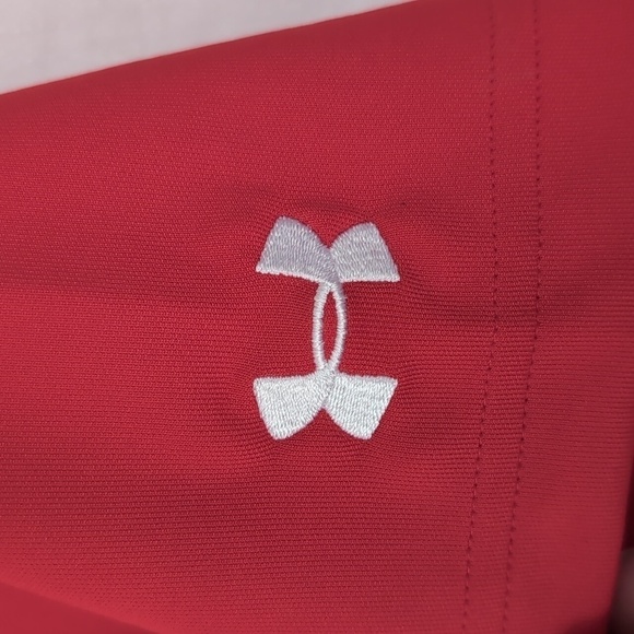 Under Armour Heat Gear Loose Fit Red White Polo Size Small - Picture 3 of 6